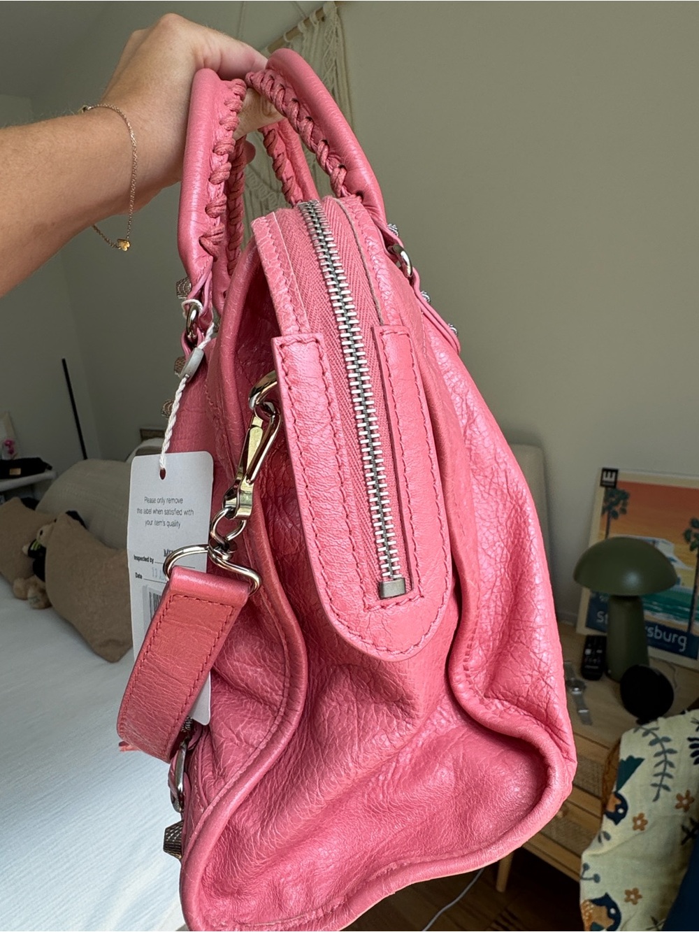 Balenciag City Bag Pink Leather Bag | Rare Color | Authenticated, Shoulder Strap - Picture 7 of 13